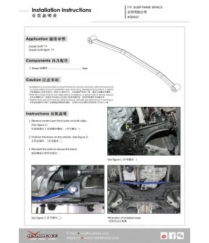 Hardrace Q0337 Front Sub-frame Support Brace Suzuki Swift