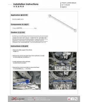 Hardrace Q0518 Front Lower Brace Toyota Camry