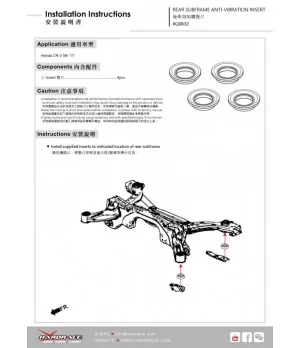 Hardrace Q0832 Rear Subframe Anti-vibration Insert Honda CR-V 