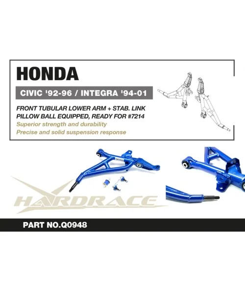 Hardrace Q0948 Front Lower Arm + Stab. Link Honda Civic