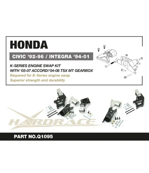 Hardrace Q1095 K-series Swap Engine Mount Kit Honda Civic, Integra