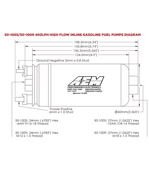 AEM 50-1009 Pompa Carburante Universale 400 Lph 