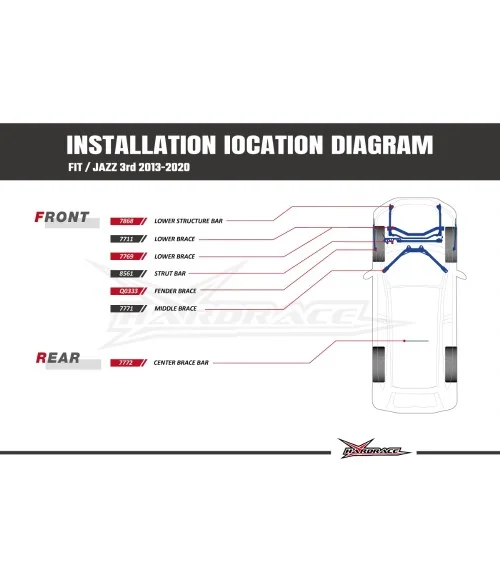 Hardrace 7769 Front Lower Brace Honda City, Fit, HR-V