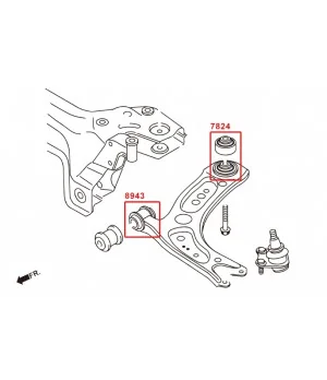 Hardrace 7824 Front Lower Arm - Rear Bushing Audi, Skoda, Volkswagen