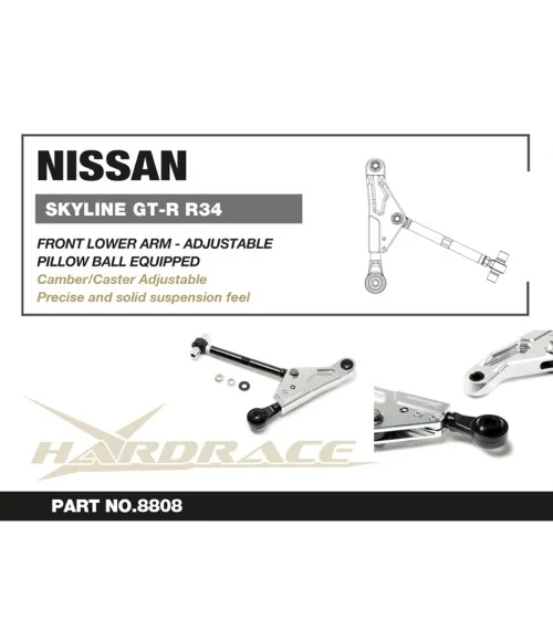 Hardrace 8808 Front Lower Arm - Adjustable Nissan Skyline