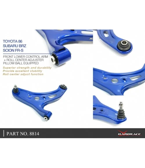 Hardrace 8814 Front Lower Control Arm + Roll Center Adjuster Scion FR-S, Subaru BRZ, Toyota 86